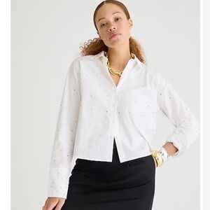 J CREW NWT.Cropped garçon shirt with crystals
